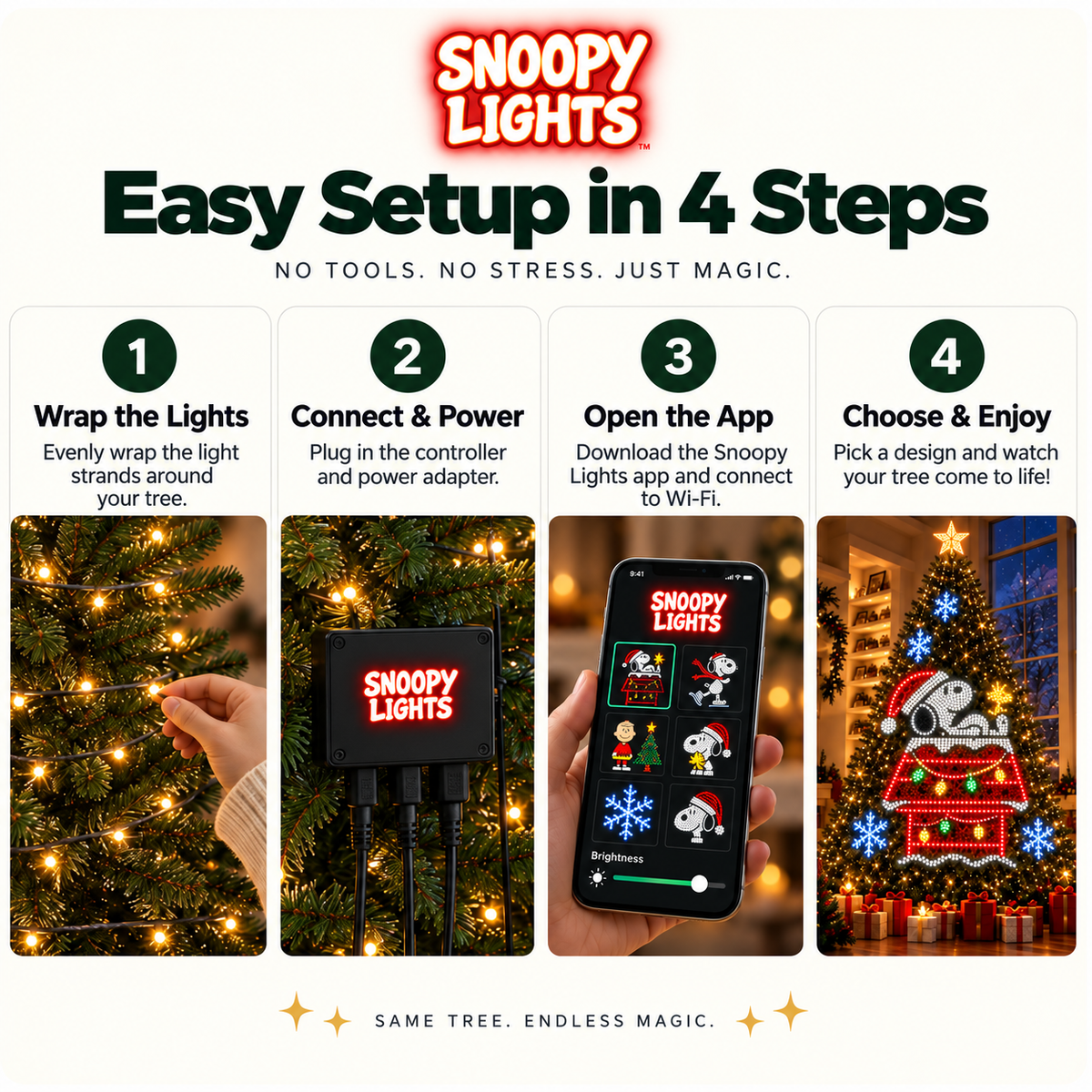 SnoopyLights™ Smart Animated Christmas Tree Lights